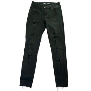 Old Navy Black Rockstar Distressed Mid-Rise Jeans Size 2 Regular